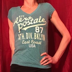 Aeropostale V neck teal blue XS T-shirt
